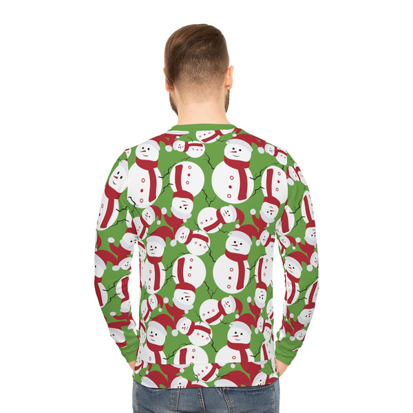 Christmas Snowman Green Lightweight Sweatshirt