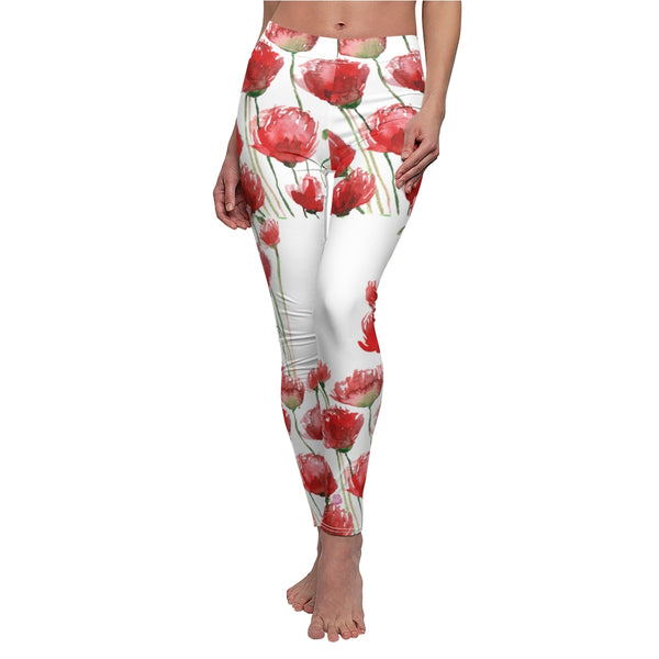 Red Poppy Floral Casual Leggings