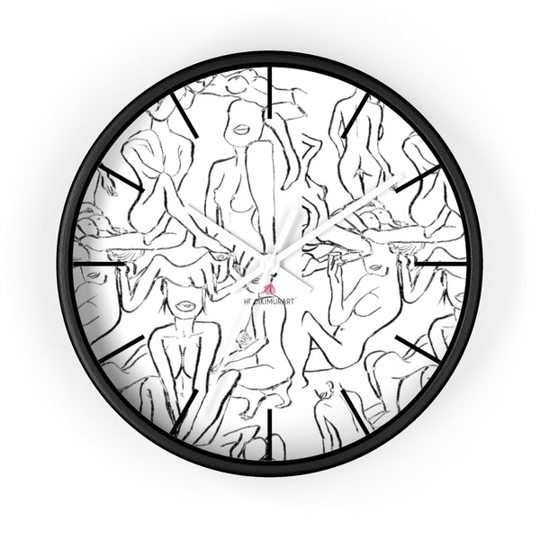 Nude Drawing Art Wall Clock,  10 inch Diameter Art Wall Clock-Printed in USA, Large Round Wood Bedroom Wall Clock