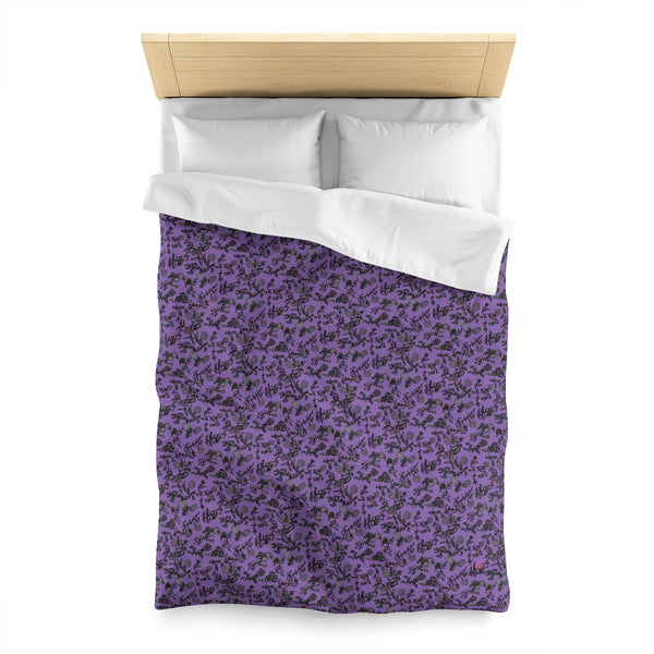 Purple Floral Microfiber Duvet Cover