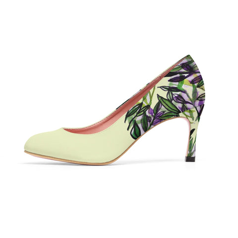 Tropical Leaves Floral Print Designer Women's 3" High Heels (US Size: 5-11)-3 inch Heels-Heidi Kimura Art LLC