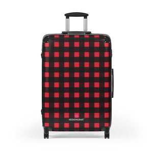 Buffalo Red Plaid Print Suitcases, Buffalo Plaid&nbsp;Print Designer Suitcase With TSA-approved&nbsp;Lock, Best&nbsp;Suitcase Luggage (Small, Medium, Large)&nbsp;Unique Cute Spacious Versatile and Lightweight Carry-On or Checked In Suitcase, Best&nbsp;Personal Superior Designer Adult's Travel Bag Custom Luggage - Gift For Him or Her - Made in USA/ UK