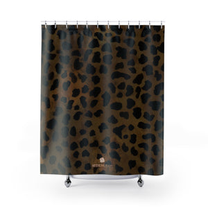 Brown Leopard Animal Print Premium Bathroom Shower Curtains -Printed in USA-Shower Curtain-71x74-Heidi Kimura Art LLC Brown Leopard Bath Curtains, Brown Leopard Animal Print Premium Bathroom Shower Curtains Home Decor Large 100% Polyester 71x74 inches - Printed in USA