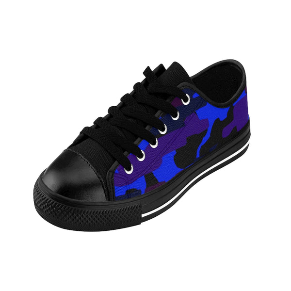 Purple Camo Print Women's Sneakers, Purple and Blue Dark Army Military Camouflage Printed Designer Best Fashion Low Top Canvas Lightweight Premium Quality Women's Sneakers (US Size: 6-12)