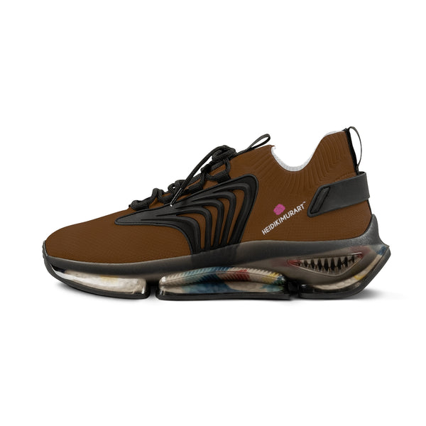 Dark Brown Solid Color Men's Shoes, Solid Dark Brown Color Best Comfy Men's Mesh-Knit Designer Premium Laced Up Breathable Comfy Sports Sneakers Shoes (US Size: 5-12)