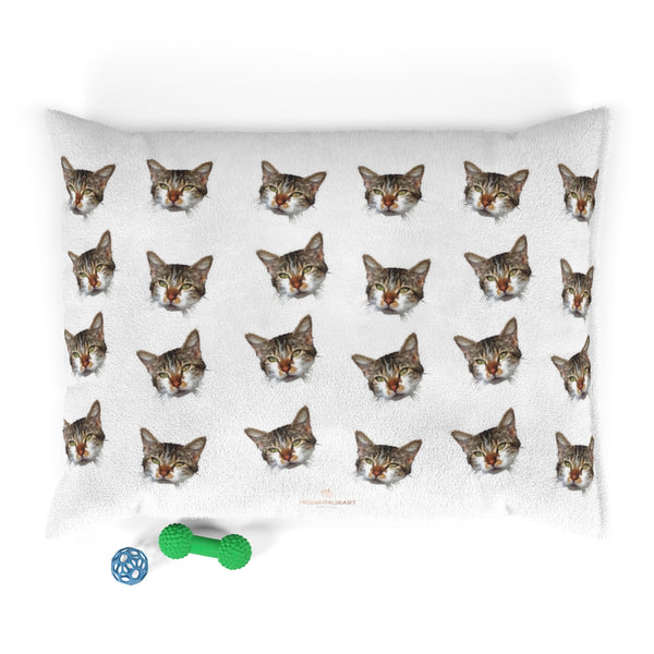 White Cat Pet Bed, Solid Color Machine-Washable Pet Pillow With Zippers-Printed in USA-Pets-Printify-40x30-Heidi Kimura Art LLC
