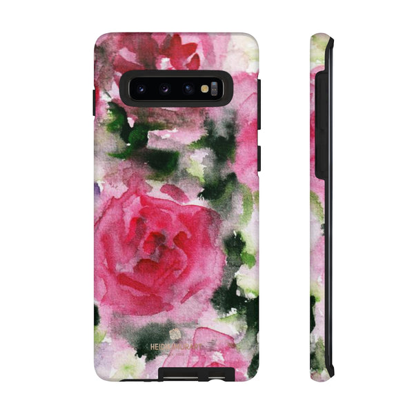 Pink Rose Floral Tough Cases, Flower Print Best Designer Phone Case-Made in USA-Phone Case-Printify-Samsung Galaxy S10-Matte-Heidi Kimura Art LLC