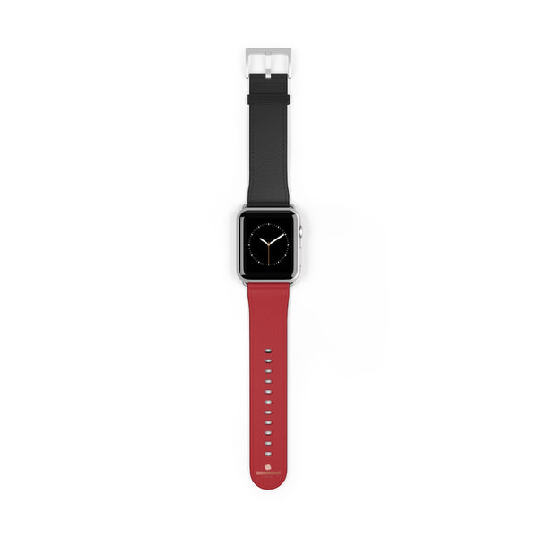 Burgundy Red Black Dual Color 38mm/42mm Watch Band For Apple Watch- Made in USA-Watch Band-42 mm-Silver Matte-Heidi Kimura Art LLC