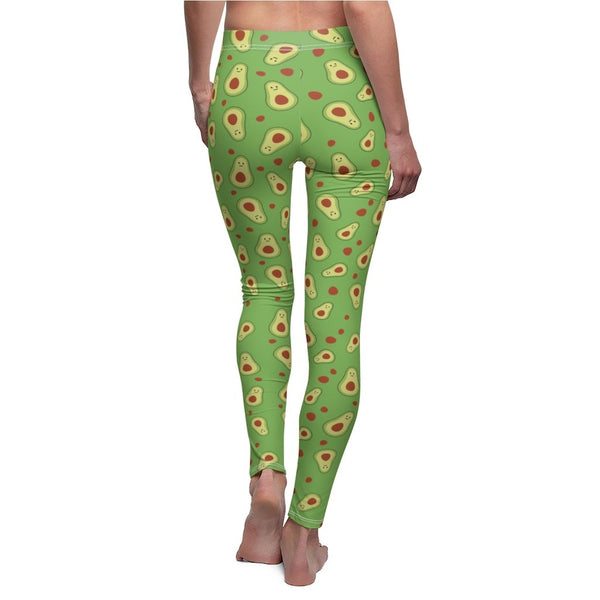 Light Green Avocado Cute Print Women's Dressy Long Casual Leggings- Made in USA-Casual Leggings-Heidi Kimura Art LLC