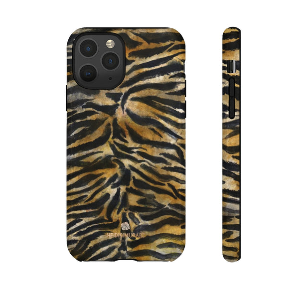Brown Tiger Striped Tough Cases, Animal Print Best Designer Phone Case-Made in USA-Phone Case-Printify-iPhone 11 Pro-Glossy-Heidi Kimura Art LLC
