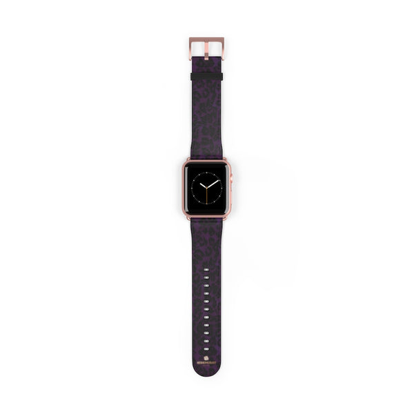 Purple Leopard Animal Print 38mm/42mm Watch Band For Apple Watch- Made in USA-Watch Band-42 mm-Rose Gold Matte-Heidi Kimura Art LLC