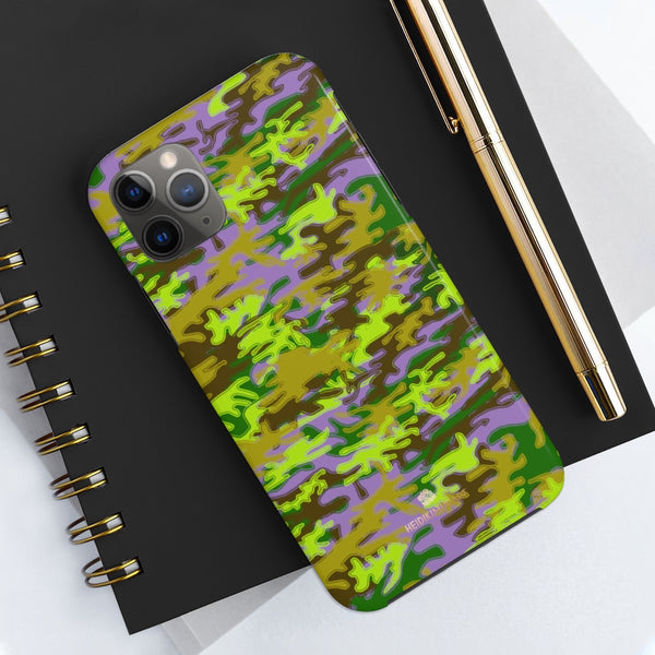 Purple Green Camo iPhone Case, Case Mate Tough Samsung Galaxy Phone Cases-Phone Case-Printify-Heidi Kimura Art LLC