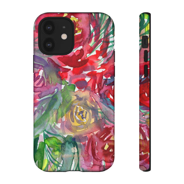 Red Roses Phone Case, Floral Print Tough Designer Phone Case -Made in USA-Phone Case-Printify-iPhone 12-Matte-Heidi Kimura Art LLC