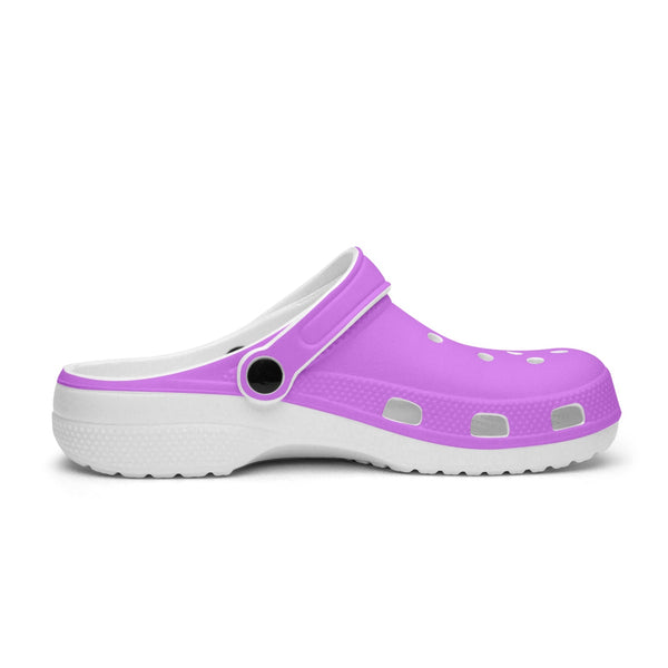 Orchid Purple Color Unisex Clogs, Best Solid Purple Color Classic Solid Color Printed Adult's Lightweight Anti-Slip Unisex Extra Comfy Soft Breathable Supportive Clogs Flip Flop Pool Water Beach Slippers Sandals Shoes For Men or Women, Men's US Size: 3.5-12, Women's US Size: 4-12