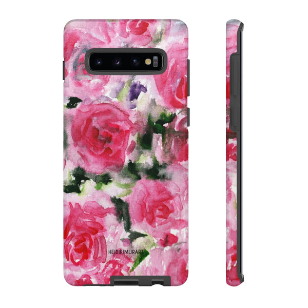 Rose Pink Floral Phone Case, Flower Print Best Designer Art iPhone Samsung Case-Made in USA - Heidikimurart Limited 