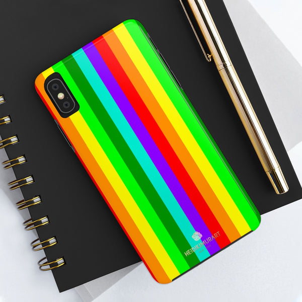 Rainbow Stripe Gay Pride iPhone Case, Case Mate Tough Samsung Galaxy Phone Cases-Phone Case-Printify-Heidi Kimura Art LLC