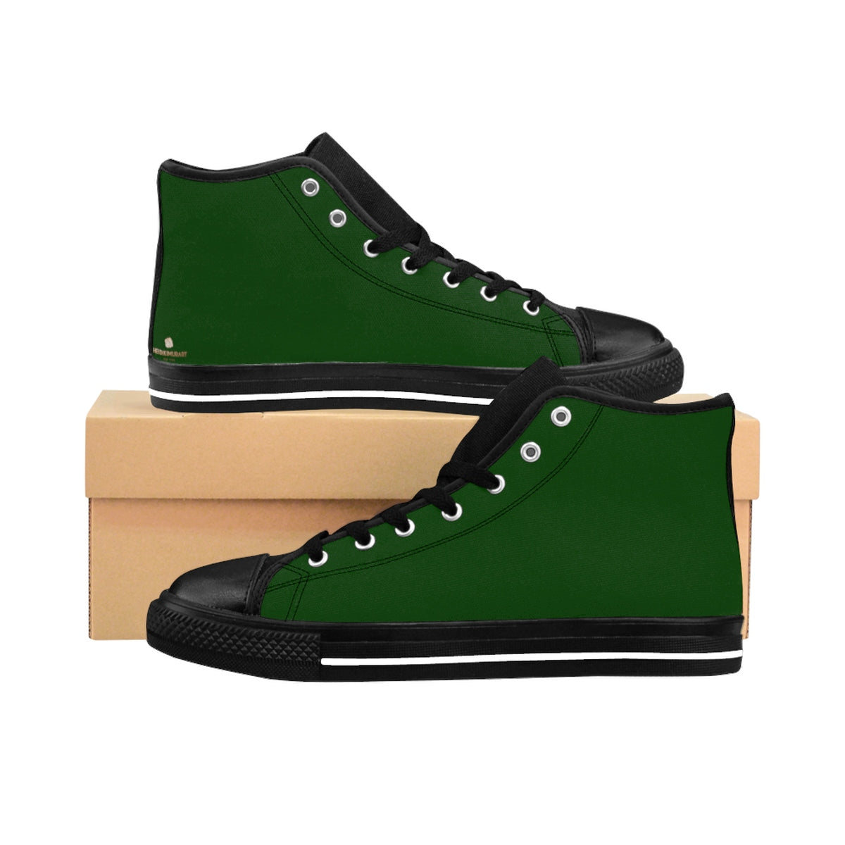 Evergreen Forest Green Solid Color Women's High Top Sneakers Running Shoes-Women's High Top Sneakers-US 9-Heidi Kimura Art LLC Green Women's High Top Sneakers, Evergreen Forest Green Solid Color Women's High Top Sneakers Running Shoes (US Size: 6-12) Designed in the USA