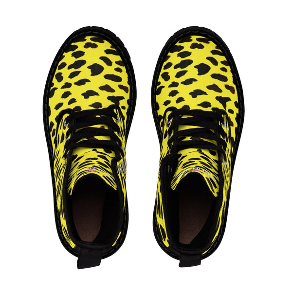 Yellow Cheetah Animal Print Boots, Colorful Stylish Women's Cheetah Printed Fashion Winter Boots