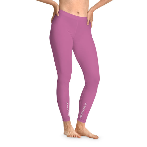 Light Pink Solid Color Tights, Pink Solid Color Designer Comfy Women's Stretchy Leggings- Made in USA