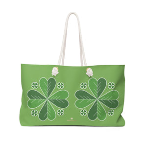 Light Green Clover Leaf St. Patrick's Day Irish Print 24"x13"Weekender Bag- Made in USA-Weekender Bag-24x13-Heidi Kimura Art LLC