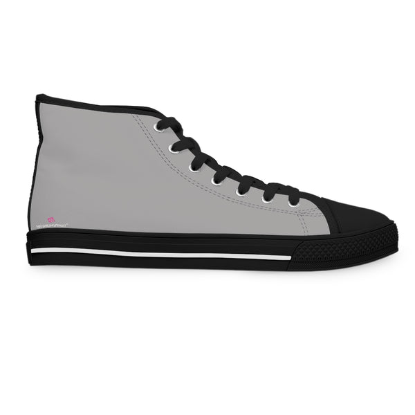 Ash Grey Color Ladies' High Tops, Solid Ash Grey Color Best Quality Women's High Top Sneakers (US Size: 5.5-12)
