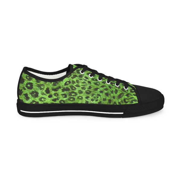Green Leopard Men's Tennis Shoes, Animal Print Leopard Animal Print Best Breathable Designer Men's Low Top Canvas Fashion Sneakers With Durable Rubber Outsoles and Shock-Absorbing Layer and Memory Foam Insoles (US Size: 5-14)