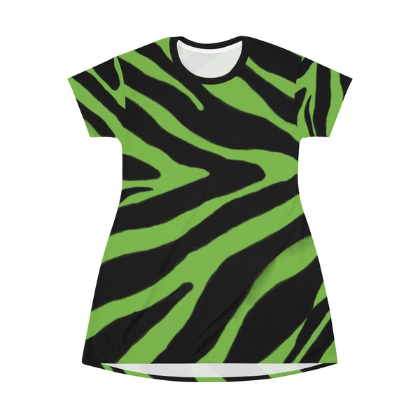 Green Zebra Print T-Shirt Dress, Zebra Animal Print Crew Neck Long Tee Shirt Dress - Made in USA | Heidikimurart Limited Green Zebra Print T-Shirt Dress, Zebra Animal Print Crew Neck Long Tee Shirt Dress - Made in USA | Heidikimurart Limited