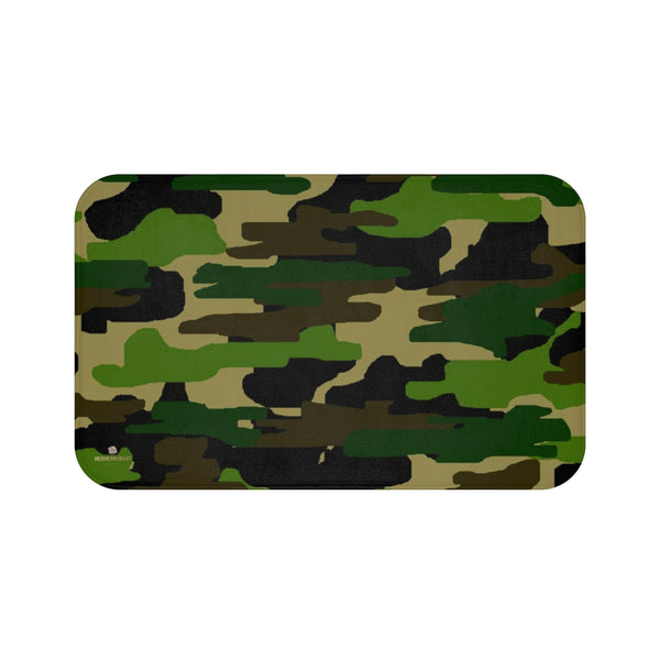 Green Camo Army Military Camoflage Print Premium Soft Microfiber Bath Mat- Printed in USA-Bath Mat-Large 34x21-Heidi Kimura Art LLC