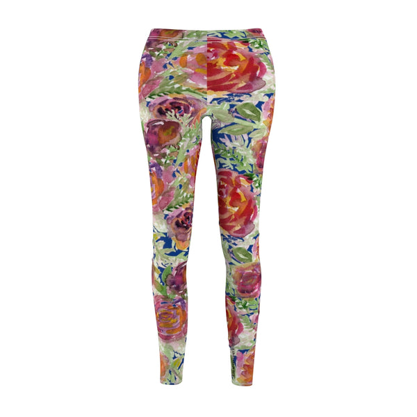 Blue Floral Rose Casual Leggings