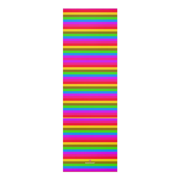 Rainbow Striped Foam Yoga Mat, Faded Rainbow Colorful Gay Pride Modern Vertical Stripes Stylish Lightweight 0.25" thick Best Designer Gym or Exercise Sports Athletic Yoga Mat Workout Equipment - Printed in USA (Size: 24″x72")
