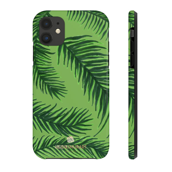 Green Tropical Print Phone Case, Palm Leaf Case Mate Tough Phone Cases-Made in USA - Heidikimurart Limited 