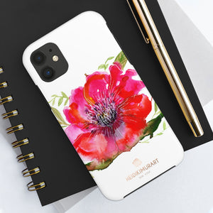 Red Hibiscus Floral Print Phone Case, Flower Case Mate Tough Phone Cases-Made in USA - Heidikimurart Limited 