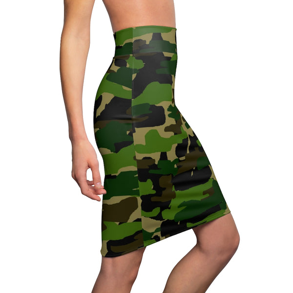 Green Camouflage Women's Pencil Skirt - Heidikimurart Limited 