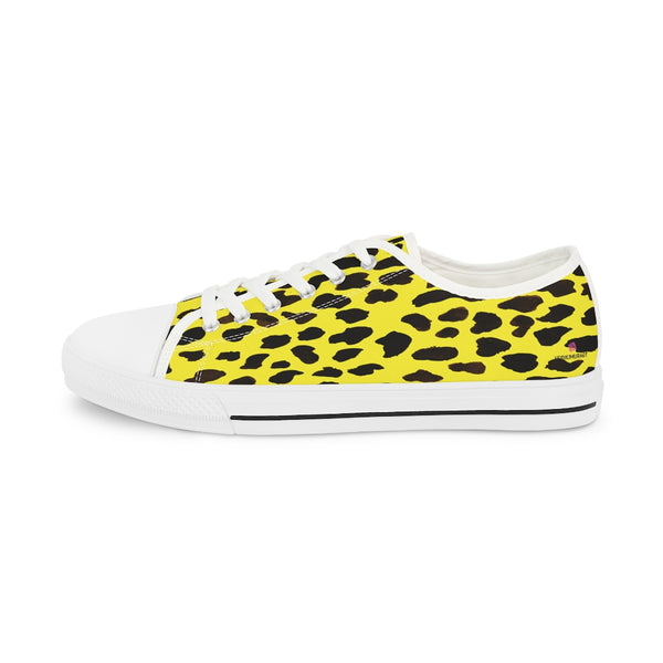 Yellow Leopard Print Men's Shoes, Best Animal Print Men's Low Top Sneakers  (US Size: 5-14)