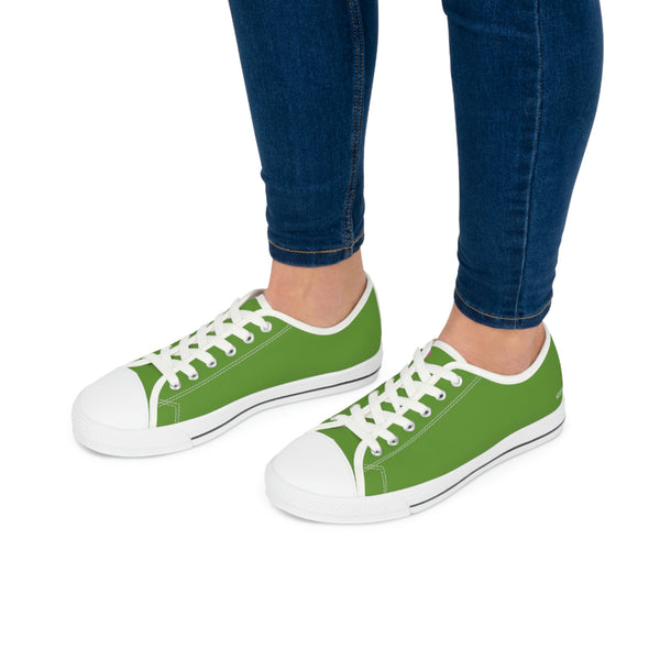 Matcha Green Print Ladies' Sneakers, Green Solid Color Best Designer Canvas Fashion Women's Low Top Sneakers (US Size: 5.5-12)