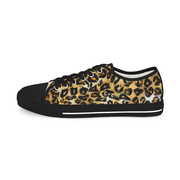 Brown Leopard Men's Tennis Shoes, Brown Leopard Animal Print Leopard Animal Print Best Breathable Designer Men's Low Top Canvas Fashion Sneakers With Durable Rubber Outsoles and Shock-Absorbing Layer and Memory Foam Insoles (US Size: 5-14)