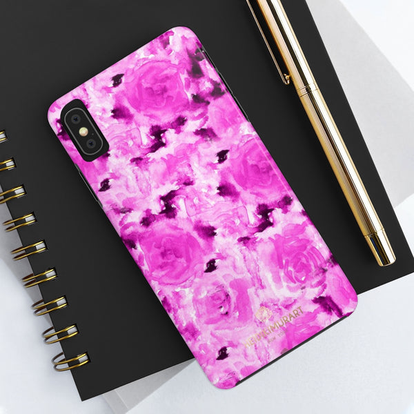 Pink Rose Phone Case, Floral Print Flower Case Mate Tough Phone Cases-Made in USA - Heidikimurart Limited 