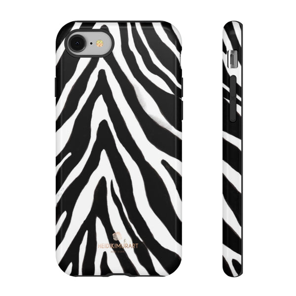Zebra Stripe Phone Case, Animal Print Tough Designer Phone Case -Made in USA-Phone Case-Printify-iPhone 8-Glossy-Heidi Kimura Art LLC