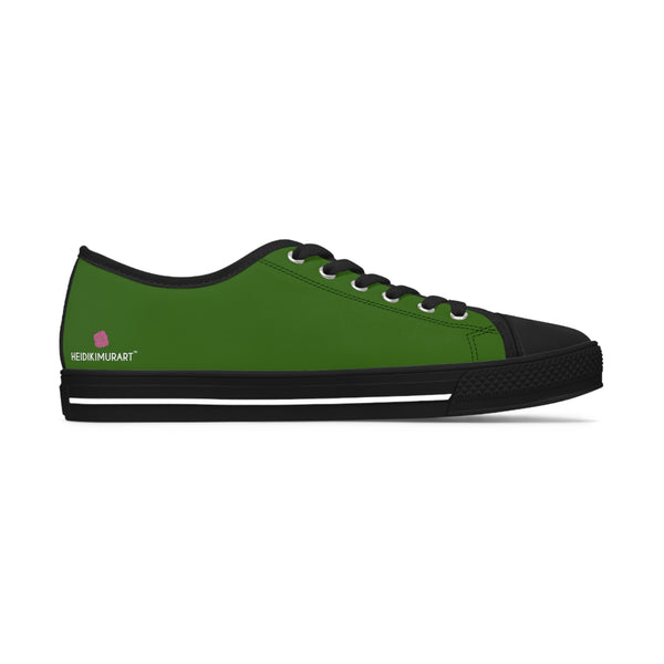 Pine Green Color Ladies' Sneakers, Green Solid Color Modern Minimalist Basic Essential Women's Low Top Sneakers Tennis Shoes, Canvas Fashion Sneakers With Durable Rubber Outsoles and Shock-Absorbing Layer and Memory Foam Insoles&nbsp;(US Size: 5.5-12)