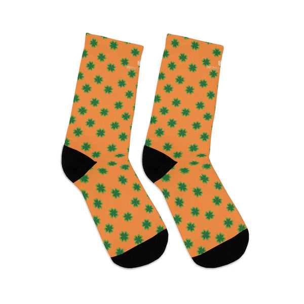Orange Green St. Patrick's Day Clover Print Unisex One Size Socks-Socks-One size-Heidi Kimura Art LLC