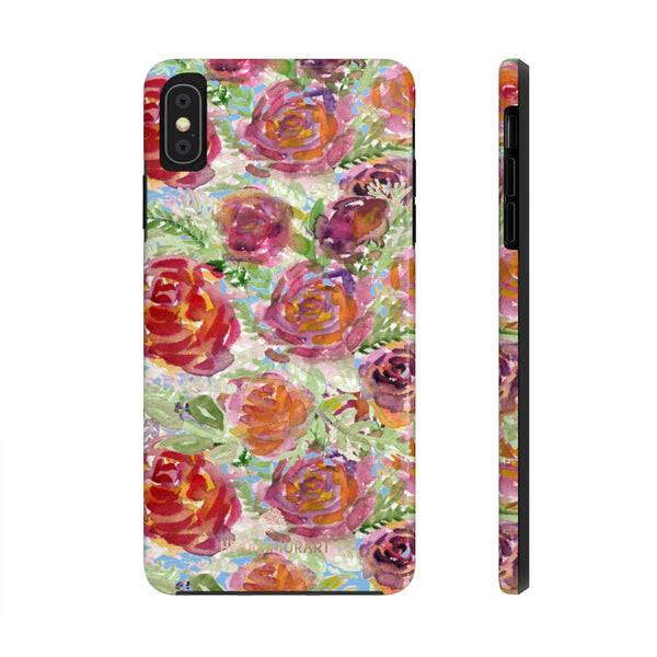 Blue Garden Rose Floral Print Phone Case, Flower Case Mate Tough Phone Cases-Made in USA - Heidikimurart Limited 