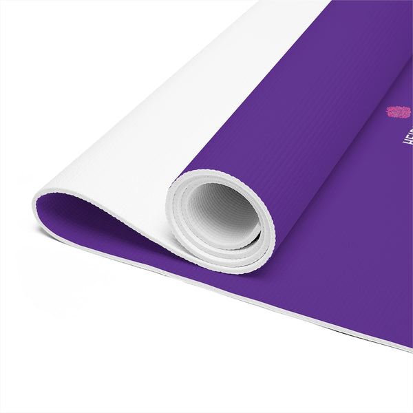 Dark Purple Foam Yoga Mat, Solid Purple Color Modern Minimalist Print Best Fashion Stylish Lightweight 0.25" thick Best Designer Gym or Exercise Sports Athletic Yoga Mat Workout Equipment - Printed in USA (Size: 24″x72")