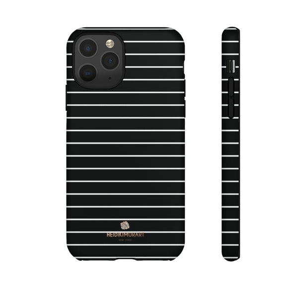 Black White Striped Tough Cases, Designer Phone Case-Made in USA-Phone Case-Printify-iPhone 11 Pro-Matte-Heidi Kimura Art LLC