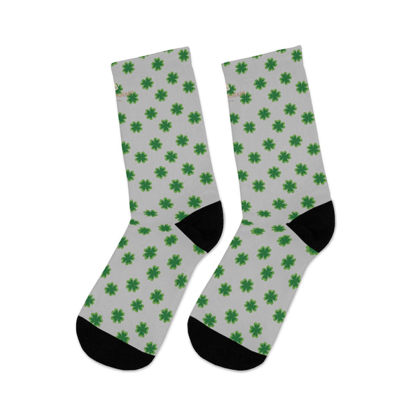 Light Gray Green St. Patrick's Day Clover Print Unisex One Size Socks- Printed in USA-Socks-One size-Heidi Kimura Art LLC
