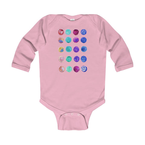 Polka Dots Print Baby's Cute Infant Long Sleeve Bodysuit - Made in UK (UK Size: 6M-24M)-Kids clothes-Pink-18M-Heidi Kimura Art LLC