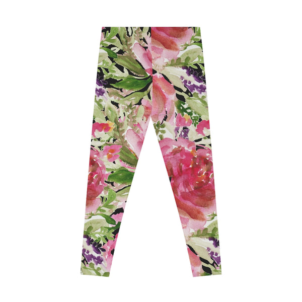 Floral Pink Stretchy Leggings- Made in USA