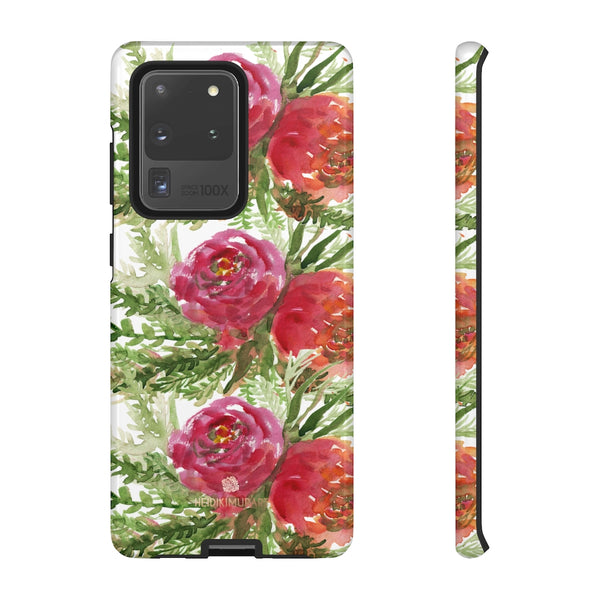 Red Orange Floral Phone Case, Flower Print Tough Designer Phone Case -Made in USA-Phone Case-Printify-Samsung Galaxy S20 Ultra-Glossy-Heidi Kimura Art LLC