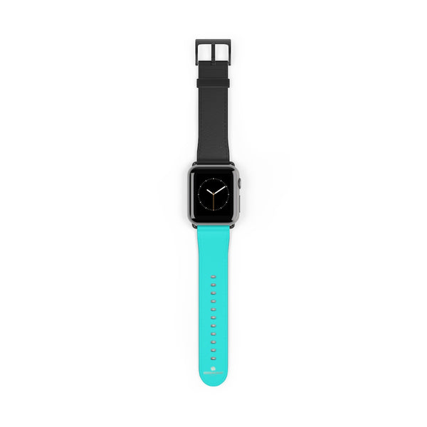 Turquoise Blue Black Dual Color 38mm/42mm Watch Band For Apple Watches- Made in USA-Watch Band-38 mm-Black Matte-Heidi Kimura Art LLC