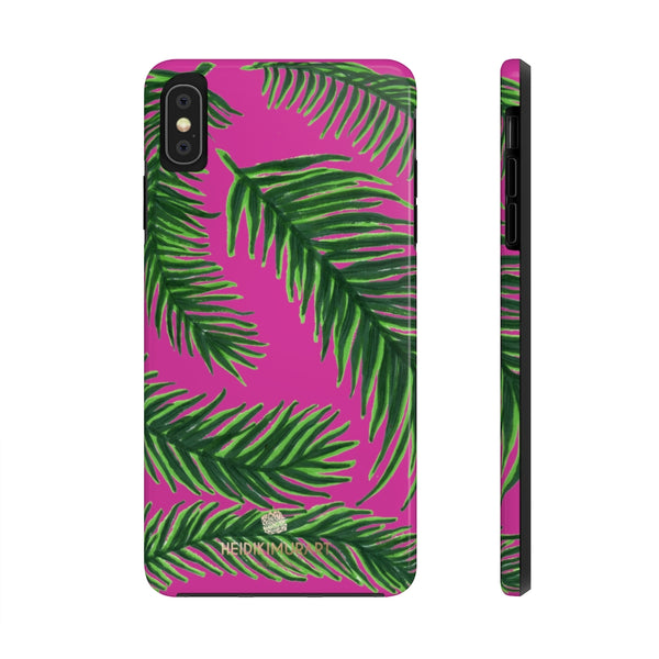 Hot Pink Tropical Print Phone Case, Palm Leaf Case Mate Tough Phone Cases-Made in USA - Heidikimurart Limited 