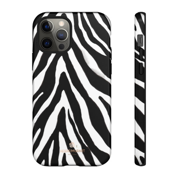 Zebra Stripe Phone Case, Animal Print Tough Designer Phone Case -Made in USA-Phone Case-Printify-iPhone 12 Pro-Glossy-Heidi Kimura Art LLC